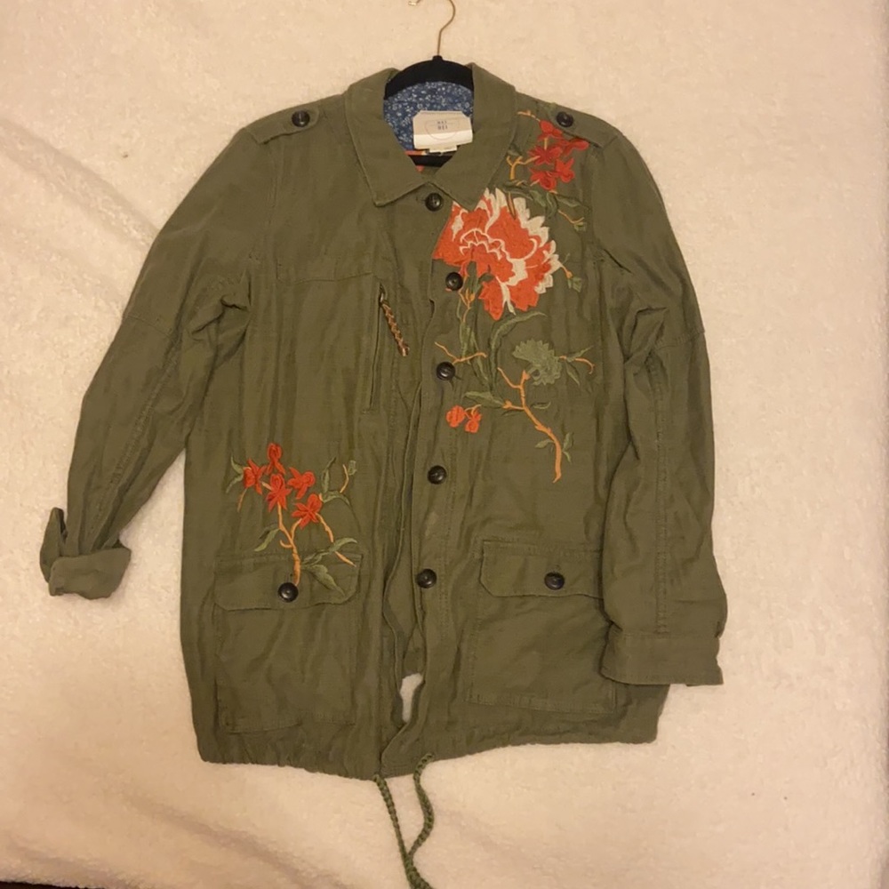 Anthropologie Hei Hei Embroidered Utility Jacket